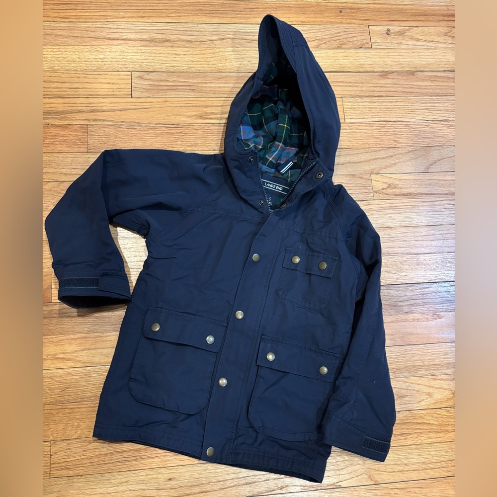Lands’ End navy rain and winter child’s coat 7
